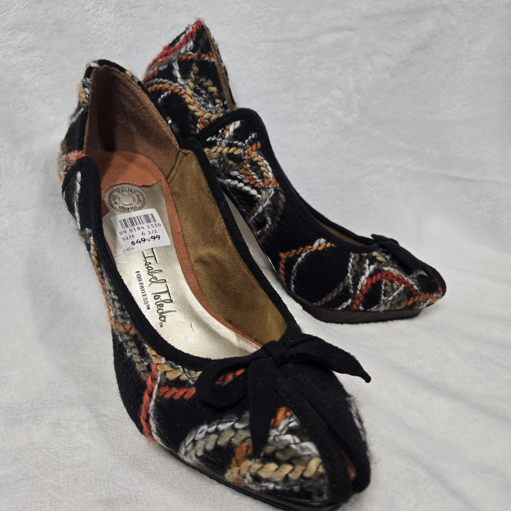Isabel Toledo Black and Red Patterned Heels